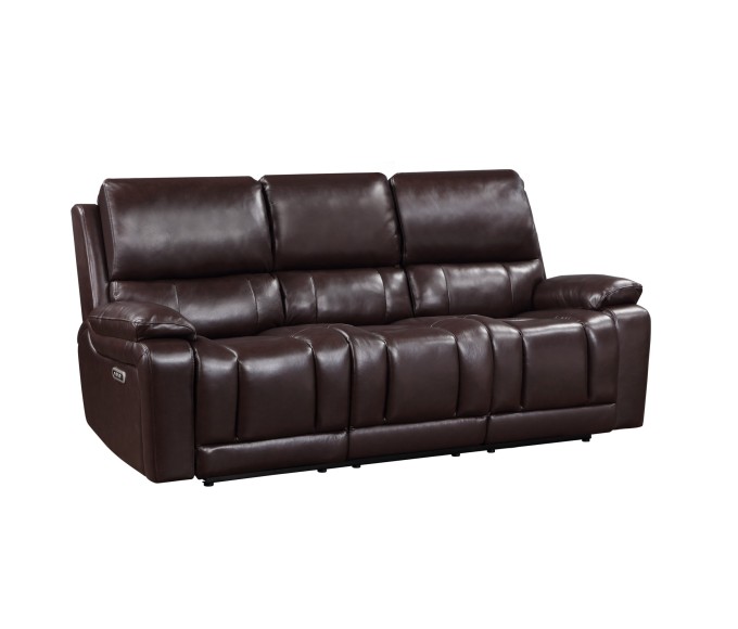 Cicero Leather Power Reclining Sofa - Brown